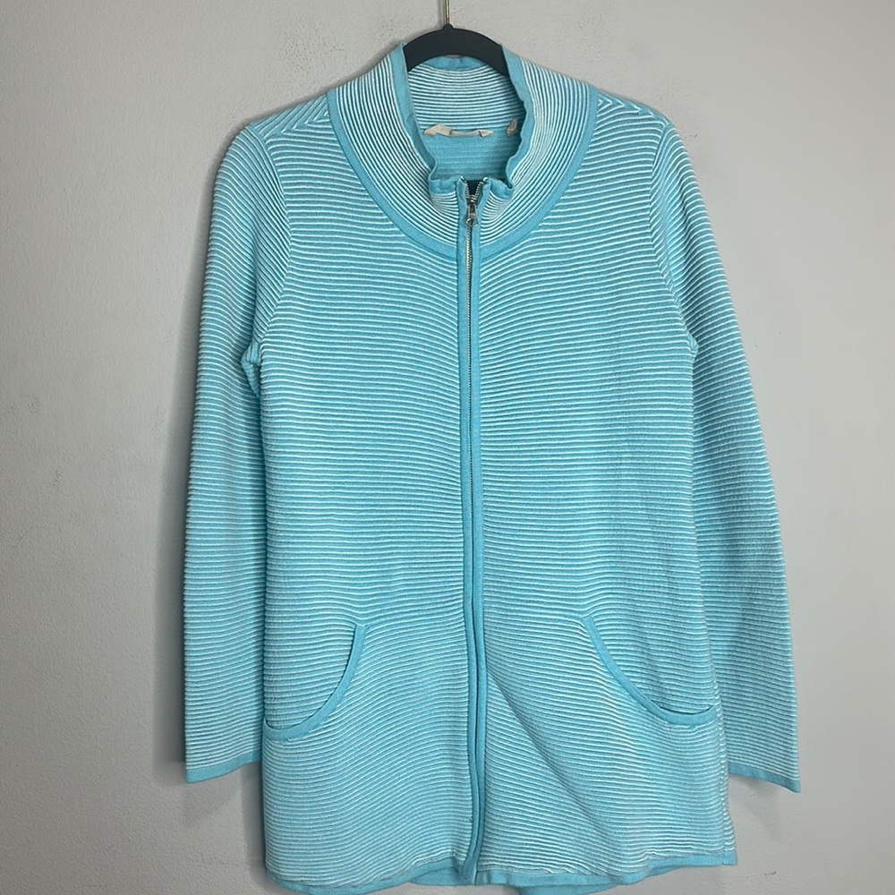 Soft Surroundings Ribbed Activewear Zip Up Jacket Pockets S